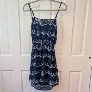 Ocean Drive Dress Anchor Print Large Semi Sheer Open Back Sleeveless Jrs